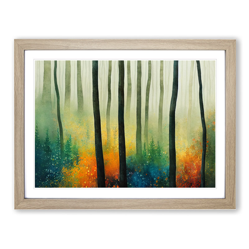 Vibrant Forest Vol.2 - Framed Print, 25cm H x 34cm W x 2cm D, Oak