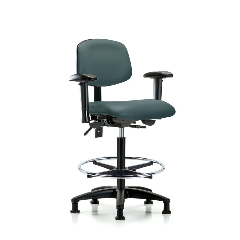 Noah Vinyl Drafting Chair, Colonial Blue, Glides, Included