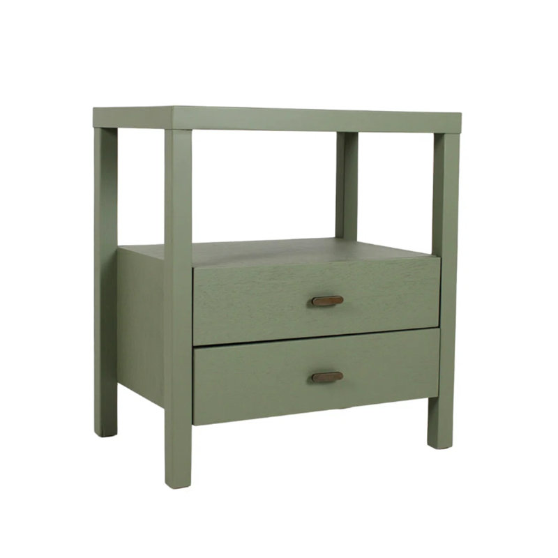 Francisca 2 - Drawer Solid Wood 22" Nightstand, Green