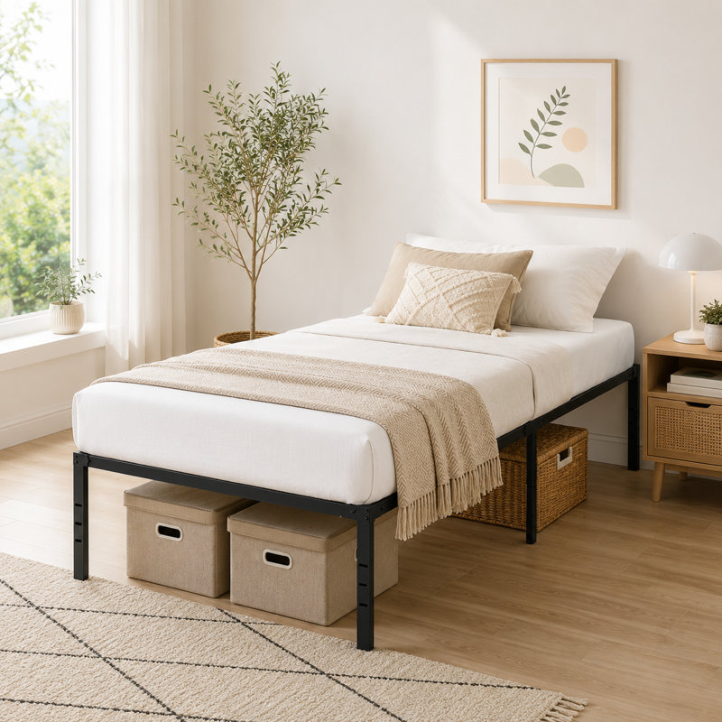 Single Bed Frame , Heavy Duty Metal Bed Frame , Quick & Easy Assembly