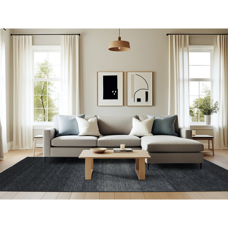 Tapis noir / gris Rohon, Rectangle de 6 pi x 9 pi
