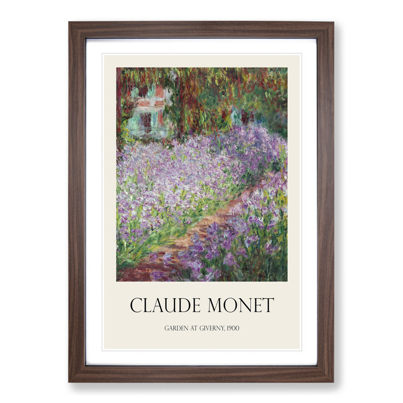 Irises in Monets Garden by Claude Monet - Picture Frame Art Prints, 48cm H x 36cm W x 2cm D, Walnut Framed Framed