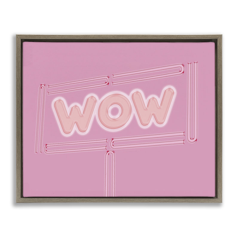 «Wow Neon Lights Style», art mural encadré flottant par Sundance Group, LLC., Cadre flottant orme Montalcino
