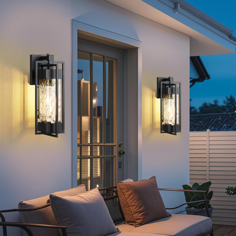 15.6" Modern Wall Lights Dusk to Dawn Outdoor Lighting, Outside Waterproof Porch Lights for Doorway Garage (Bulb Included)
