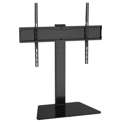 1Home Black Swivel Desktop Mount for Plasma Screens with Shelving, Holds up to 45 kg.