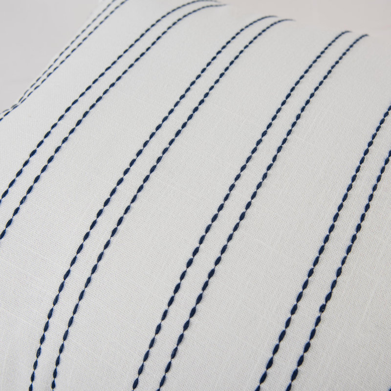 100% Cotton Filled Throw Pillow, Blue/White Striped, Down Blend