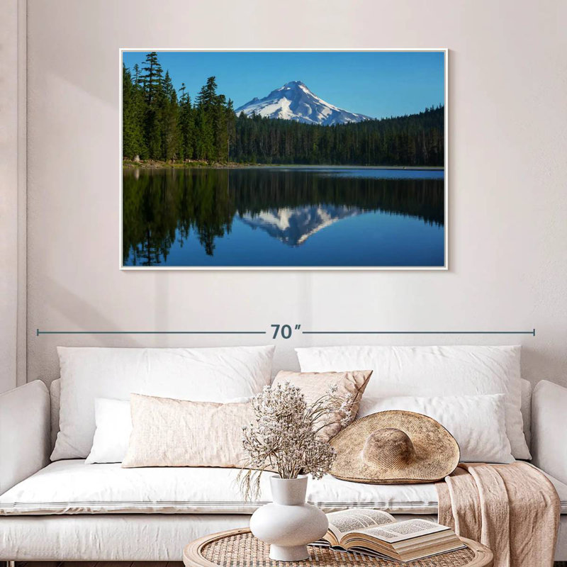 Mount Hood Reflection, Floating Frame White, 25" X 17"