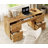 2 Pieces Bedroom Furniture Set, Queen Size Solid Wood Canopy Bed And 58" Vanity Desk With Drawers And Charging Station-1248472426
