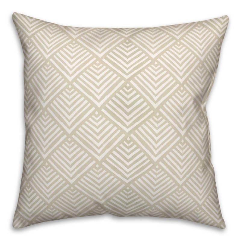Cream Geometric Reversible Polyester Throw Pillow