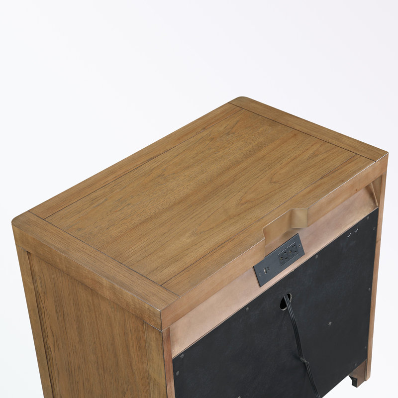 2-Drawer Nightstand with Power Outlets USB Ports