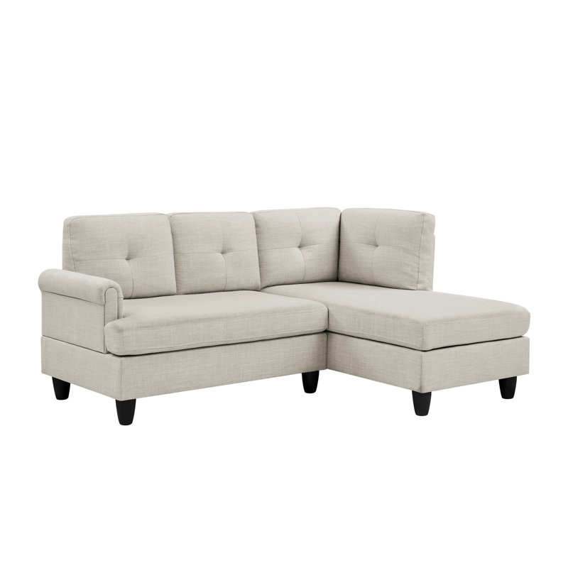 2 - Piece Upholstered Sectional, Beige Polyester