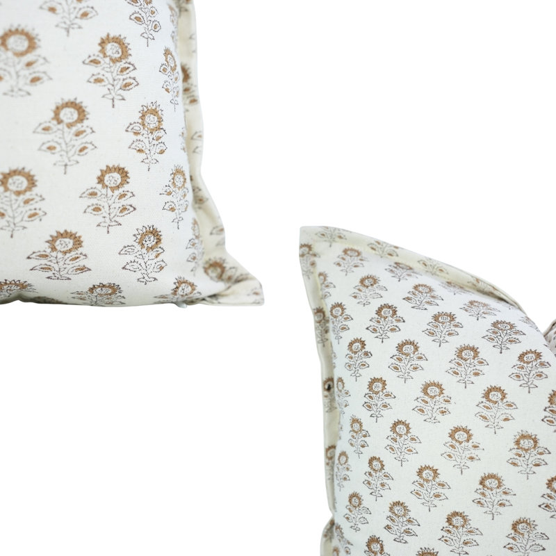 Housse de coussin à motif de blocs de coton à double bordure Oxford Fab Fabine Classic - Bagru Buti, Carré 24 po
