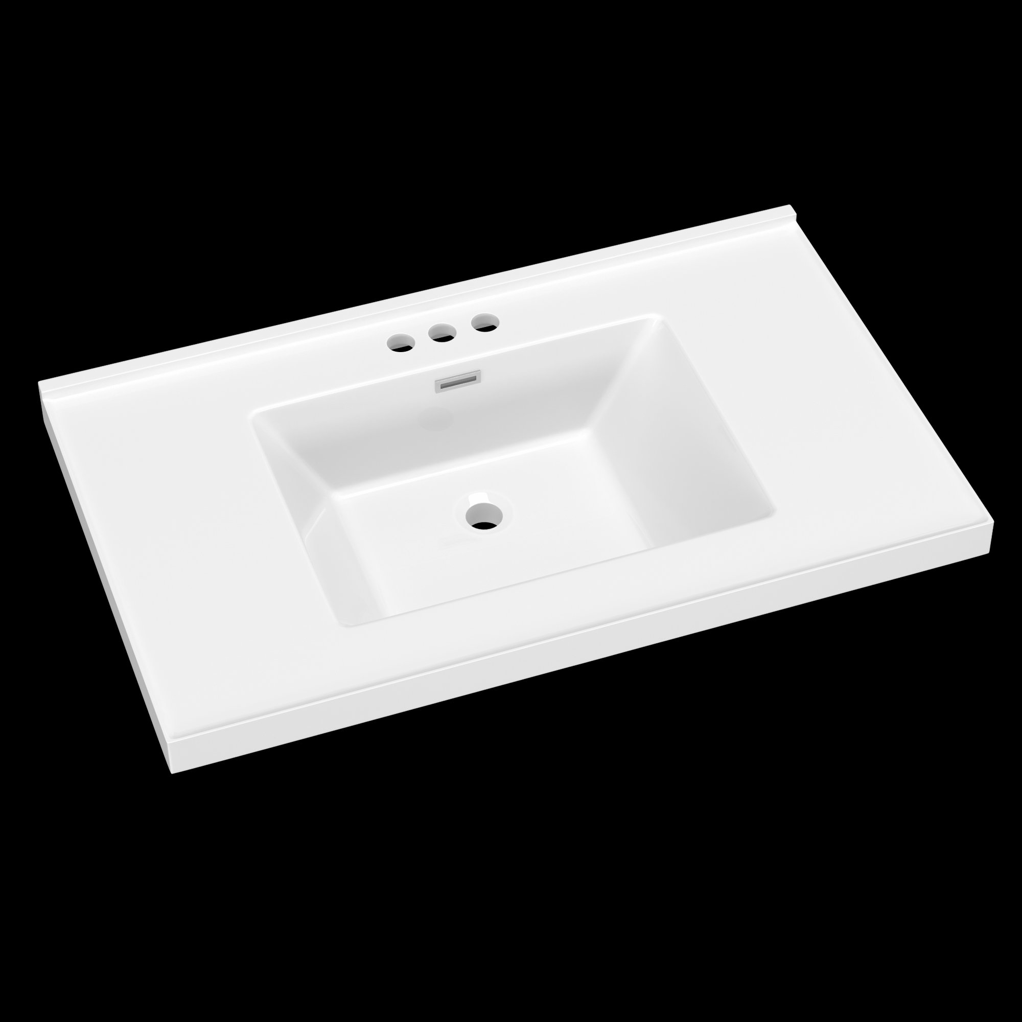 GETPRO Single Sink 36'' W X 22'' D Solid Surface White Vanity Top Resin ...