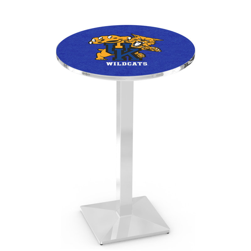 Round Metal Base Dining Table, Chrome, University of Kentucky - Cat Logo