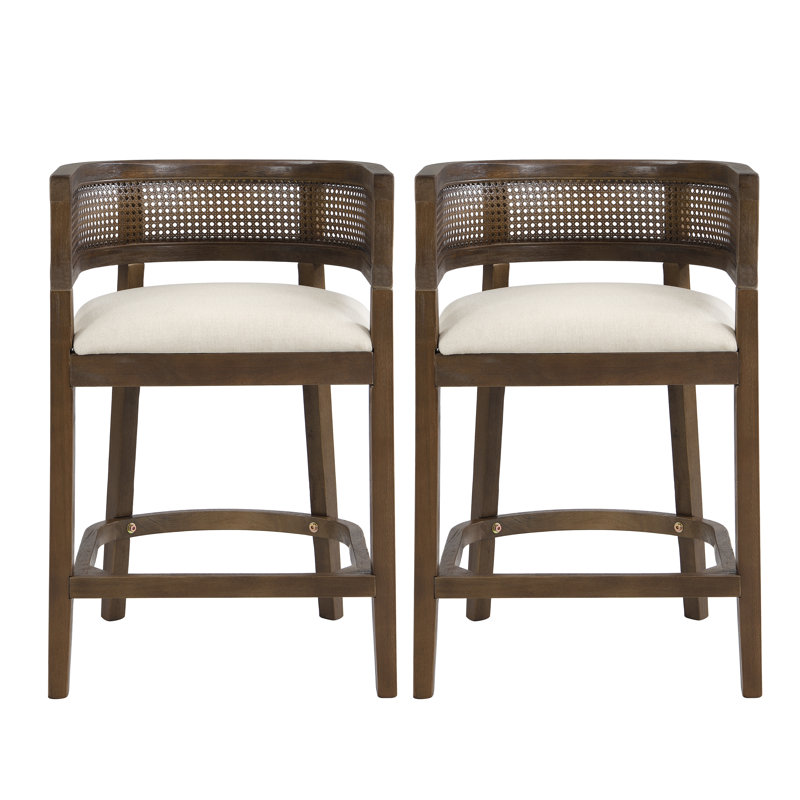Oech Rubberwood Upholstered Bar Stools, Walnut, Counter Stools (25.50'' Seat Height)