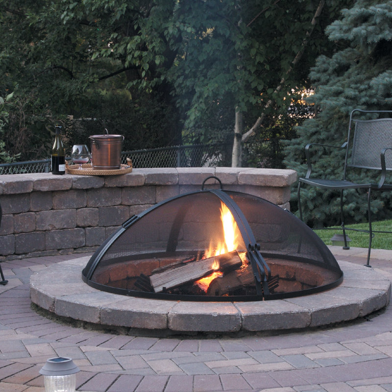Round Steel Spark Screen, 17" H x 40" W x 40" D