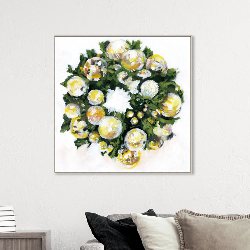 « golden christmas »-impression, Encadré gris, 40 po x 40 po