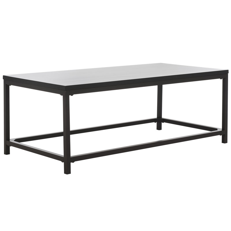 Distressed Black Pine Wood Rectangular Coffee Table
