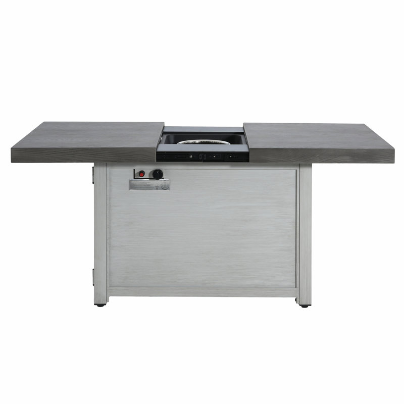 Table de foyer extensible rectangulaire en alliage d'aluminium pour rassemblements extérieurs et soirées douillettes