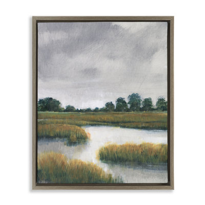 Cloudy Rural Marsh Landscape