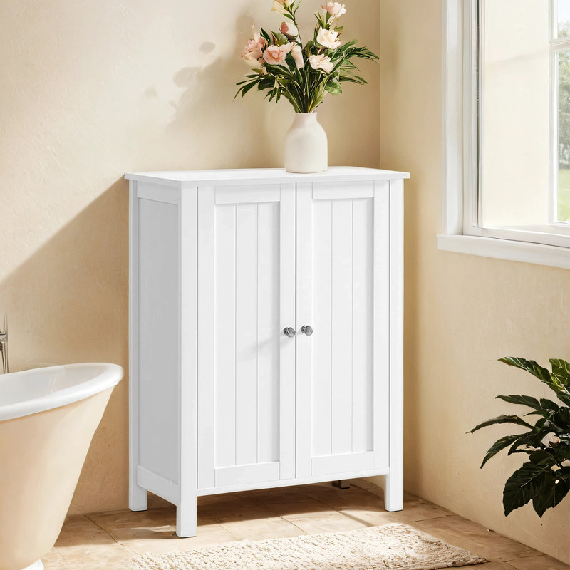 Laken 31.4" H Freestanding Storage Cabinet,With Adjustable Shelves, White