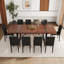 Ensemble de table de salle à manger en bois 87 po avec chaise rembourrée en cuir PU-116180957-123058298-115950757