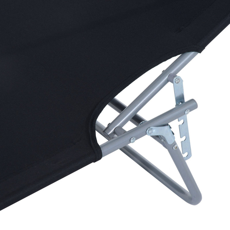 Adjustable Lounge Chair - With Sun Shade For Outdoor Use Black Foldable 4-Level Adjustable, Portable