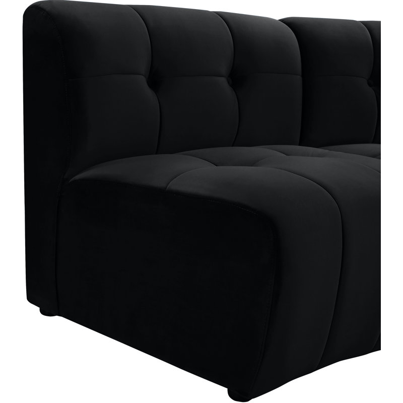 Jedson Velvet Sectional Symmetrical, Black Velvet