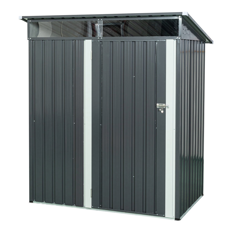 Gray 5ft X 3ft Outdoor Metal Storage Shed, Galvanized Iron For Strong Construction, Transparent Panel, Hinged Door, Uncomplicated Build Shed In Gray, Structure And Long-lasting Plate, Effortless