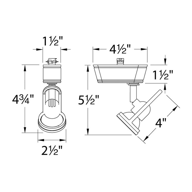 Tête de rail à boucle arrière, Juno Series, Ampoule halogène MR16 de 50 W, Blanc