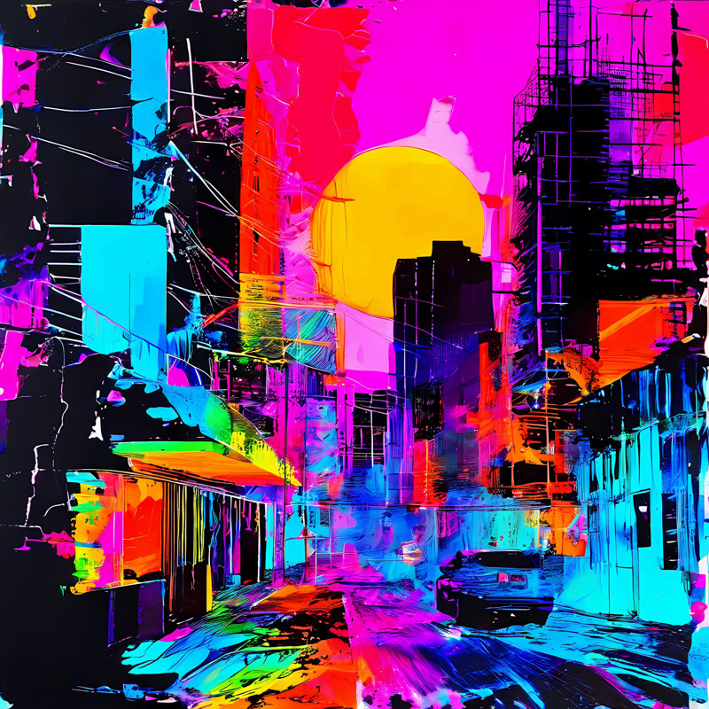 Neon City, 24" H x 24" W