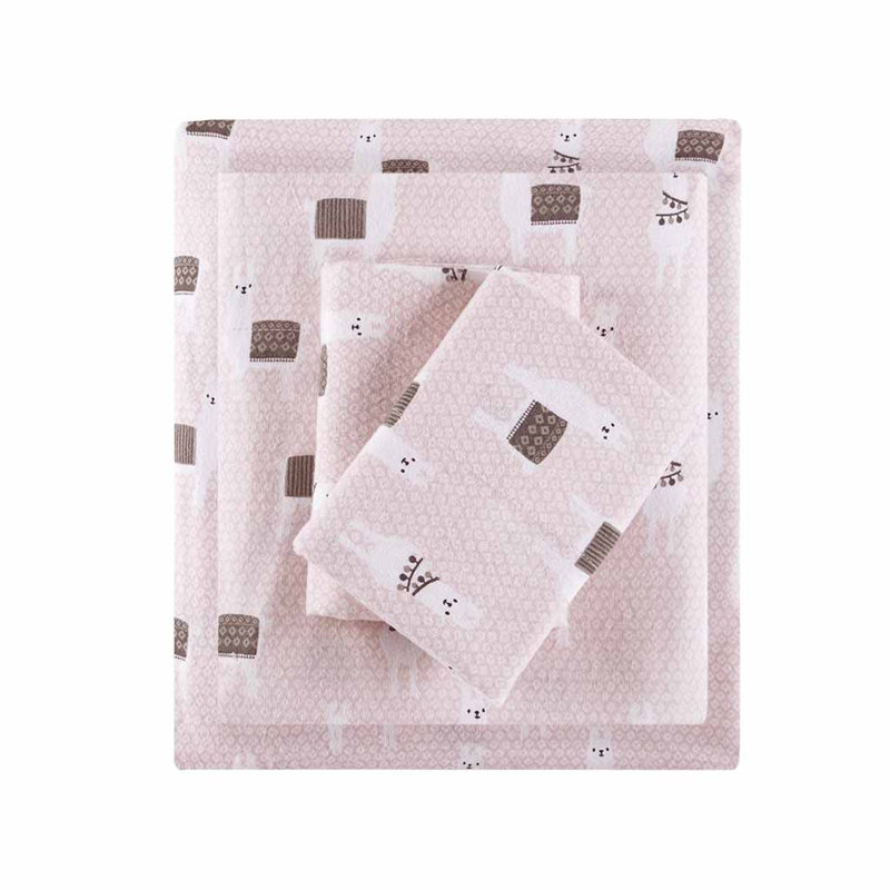 Gracie Mills Atticus Cotton Flannel Printed Sheet Set, Full Sheet Set with 2 Pillowcases