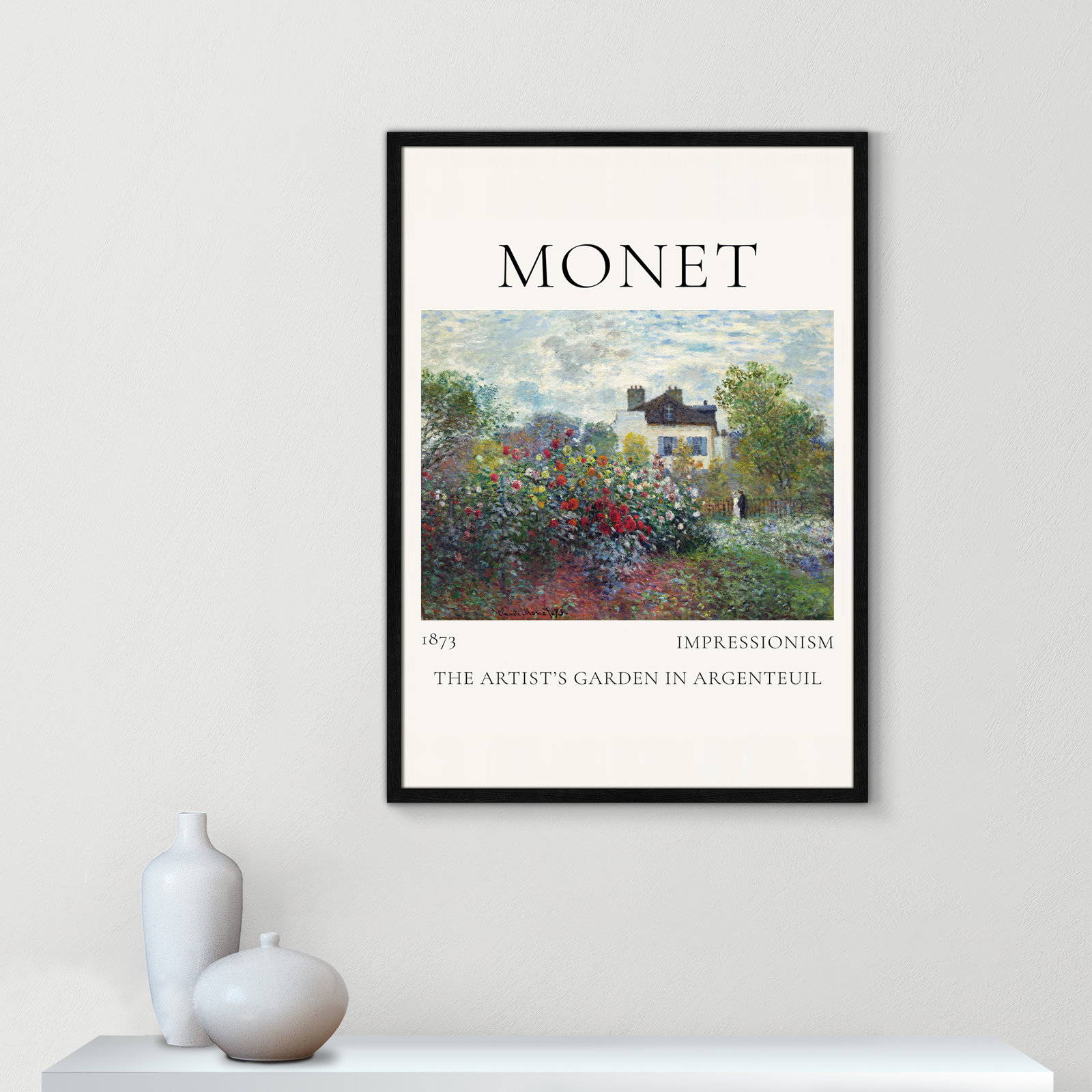 Rocchetto "Artists Garden in Argenteuil" Print, Black Single Picture Frame, No, 35.5" H x 25.5" W x 0.75" D