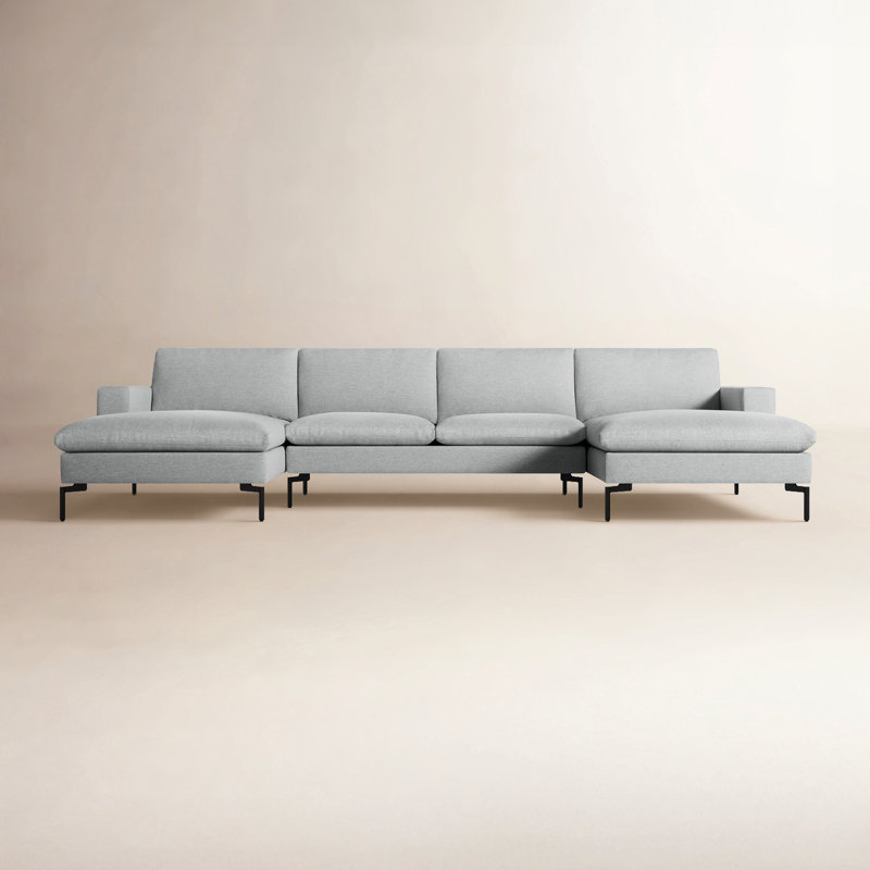 New Standard U-Shaped Sofa & Chaise, Maharam Mode in Intaglio Crossweave, White