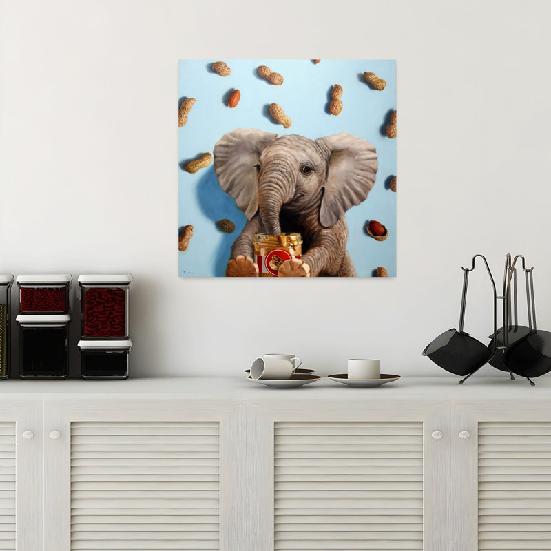 Feeling Nutty, art urbain contemporain éléphant, H 18 po x l 18 po