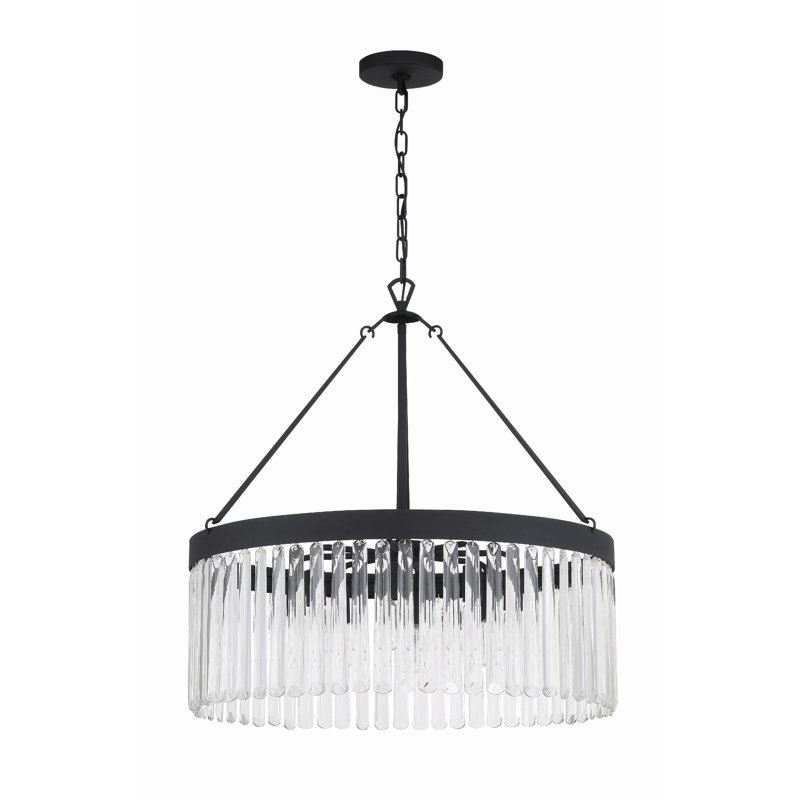 Lustre forgé 8 lumières noires, Noir