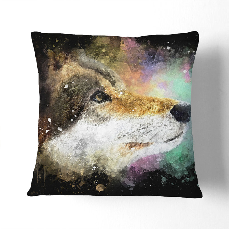 Abstract Wolf Vol.1 Paint Splash Scatter Cushion, 55cm H x 55cm W x 20cm D