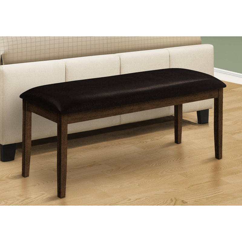Banc rectangulaire brun de 48 po - Base en bois massif et siège rembourré en mousse pour bois transitionnel