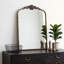 Miroir mural baroque français en arc, miroir décoratif orné vintage, miroir de sécurité anti-explosion HD pour chambre, entrée et salle de bain.-804245525