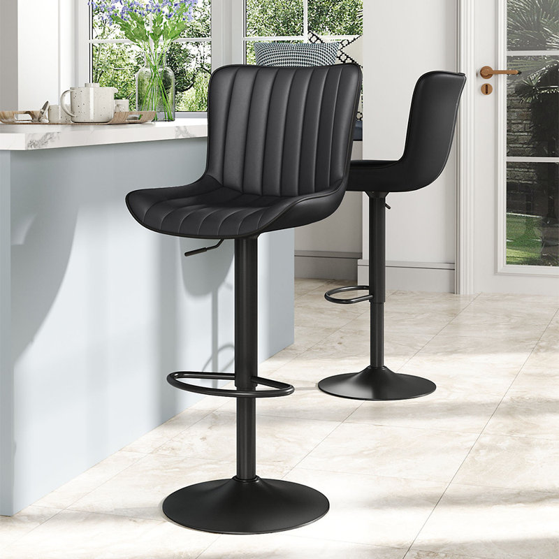 Lawtell Swivel Upholstered Adjustable Height Counter Stool with Metal Frame