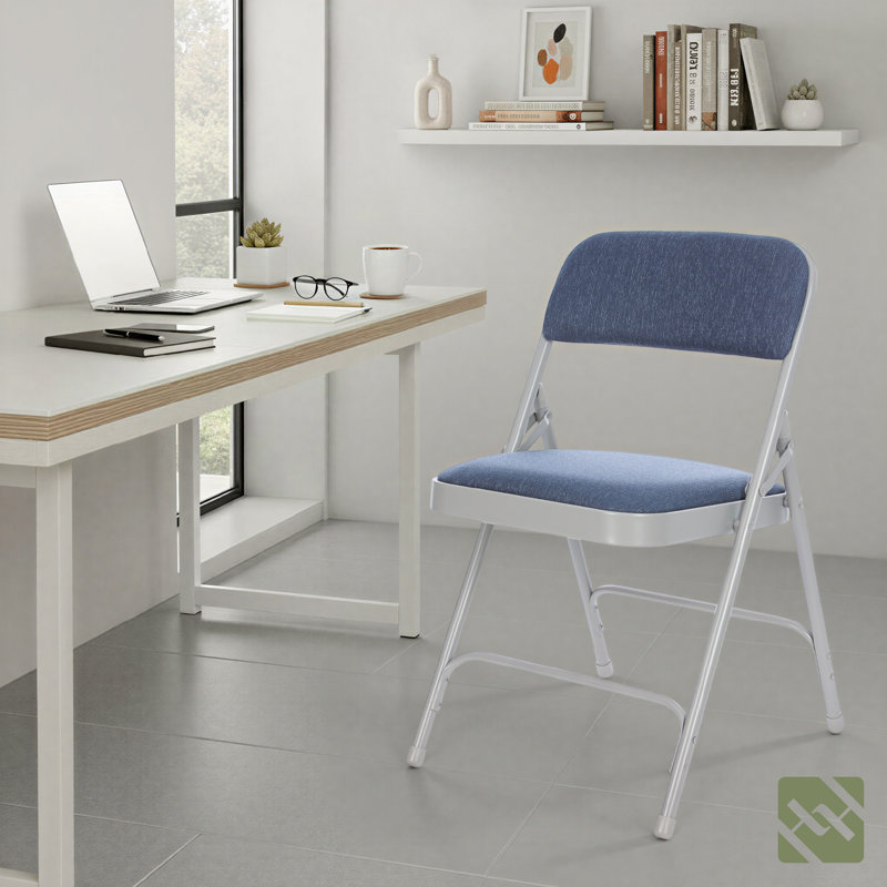 Bernadine Fabric Padded Folding Chair, Blue/Gray