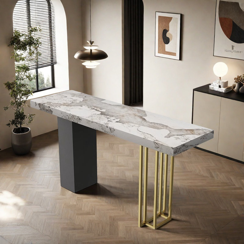 Home open light luxury bar table, Golden, 39.3"H x 70.8"L x 17.7"W