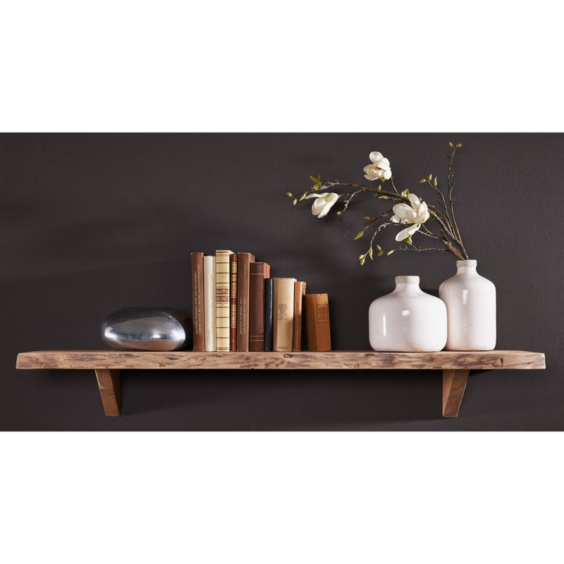 Freeform Acacia Solid Wood Accent Shelf, 33cm H x 121cm W x 19cm D