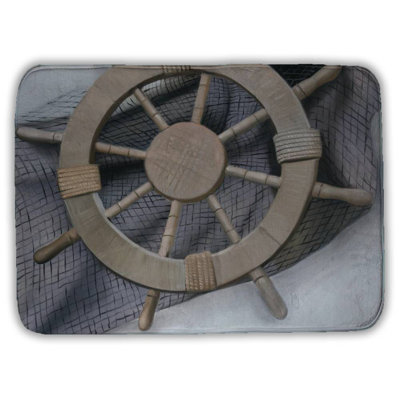 Helm on a fishing net Bath Mat with Non-Slip Backing - Quick Dry Memory Foam Bathroom Rug - Absorbent - Modern Plush Spa-Style - Machine Washable
