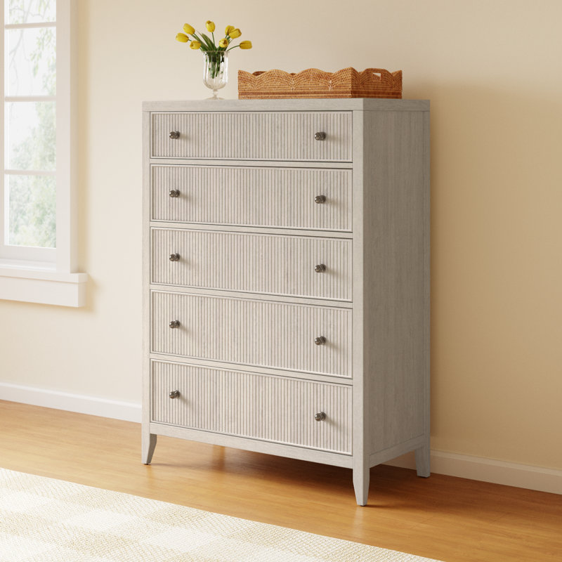 Caterina 5-Drawer Chest, White Oak