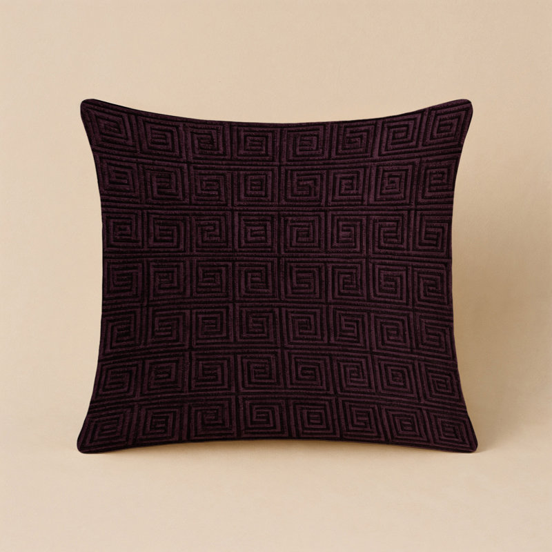 Coussin décoratif intérieur et extérieur beige Trellis, Treillis noir 359, Carré Carré 16 po