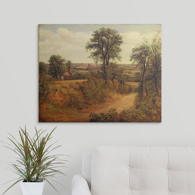 « a lane near dedham, c. 1802 » par l’impression de peintures John Constable, H 38 po x l 48 po x P 1,5 po, Toile