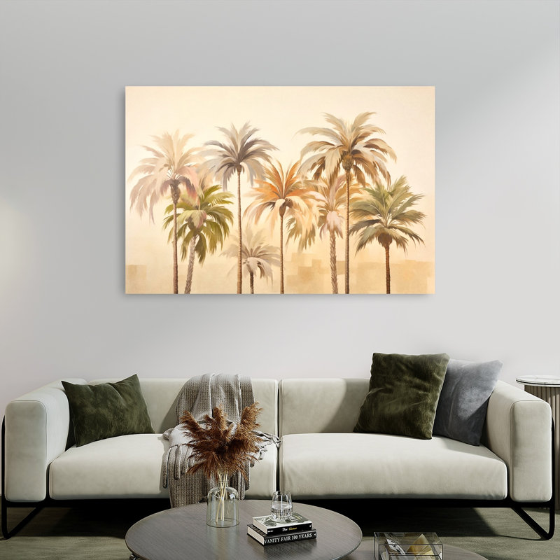Dreamy Desert Palms Dreamy Peaceful Serene Palm Tree Landscape Nature Wall Art Print 1 Piece Wrapped Canvas Wall Art