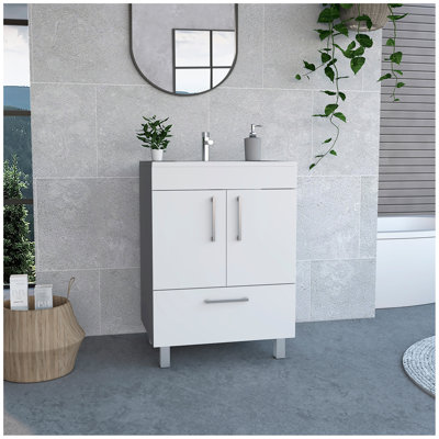 White 2-Door Rectangle Single Bathroom Vanity
