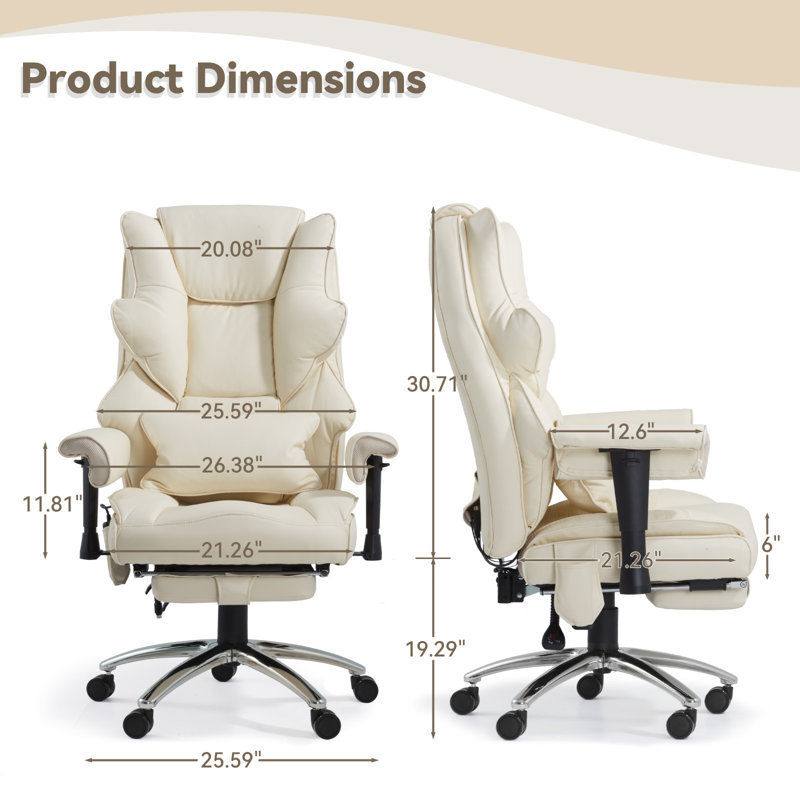 Executive Office Chair, 6-Point Massage Office Chair With Heating Function, High Back PU Leather & Ergonomic Lumbar Support